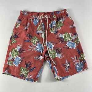 Coolibar Swim Trunks Adult Medium UPF 50 Mesh Lined Drawstring Red Floral Mens